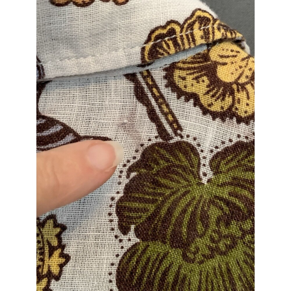 Nicole Miller European Flax Linen Shirt XL Earthy Floral Bird Button-up Roll-tab - Picture 8 of 14